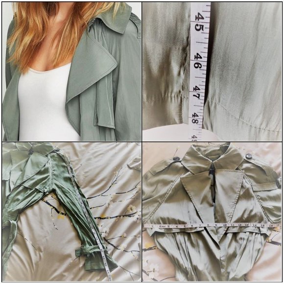 *NWT* BCBG MaxAzria “Celina” Draped Kelly Green Belted Trench Coat XXS - Picture 15 of 15